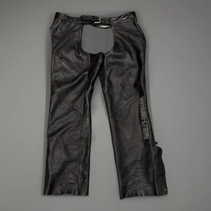 VTG Harley Davidson Leather Chaps Mens XL Black Motorcycle Riding Gear - Bild 1 von 14
