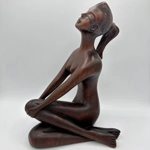 Vintage Carved Woman Thai Wooden Art Nude Art Nice Piece A - Picture 1 of 24