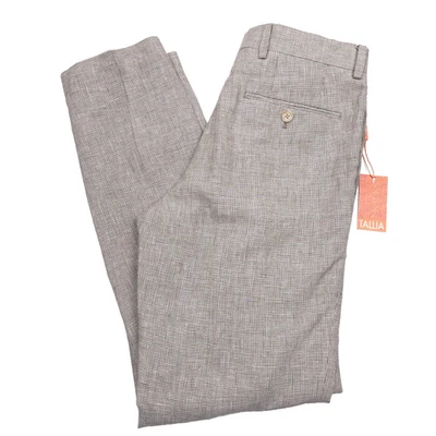 $175 Tallia Lino Taupe y Crema Pata de Gallo Traje Pantalones Para Hombre Talla 30 X 30 Foto 1 de 4