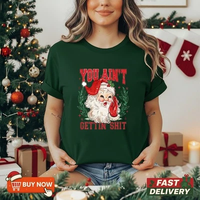 Funny Santa Claus Shirt, Ugly Christmas TShirt, Nasty Santa Claus Shirt, S-5XL - Image 1 of 4