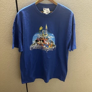 Vintage 90s Walt Disney World Magic Kingdom T-Shirt XL Blue Dead Stock Neu mit Etikett - Bild 1 von 7