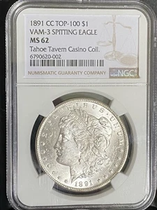 1891 CC Morgan Dollar VAM 3 Spitting Eagle NGC MS62 - Bild 1 von 4
