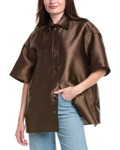 Camisa para mujer Sandro mezcla seda marrón 3 - Imagen 1 de 3