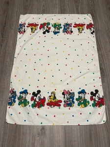 Vintage 80s Disney Babies Mickey & Friends Baby Blanket White Polka Dot 26 X 37 - Picture 1 of 6