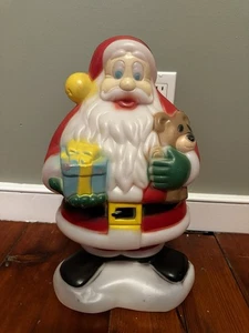Vintage 18 Zoll groß beleuchtet Weihnachtsmann Blasform Geschenk Teddybär Weihnachten - Bild 1 von 6