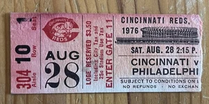 GROSSER ROTER AUTOMAT TICKETSTUMMEL! 28.08.76 REDS/EXPOS-PETE ROSE HR #134/JOE MORGAN HR - Bild 1 von 1