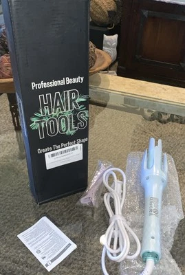 Professional Beauty Hair Tools Anti Scald Spin Curling Iron Blue NEW Wand Rotate - Image 1 of 4