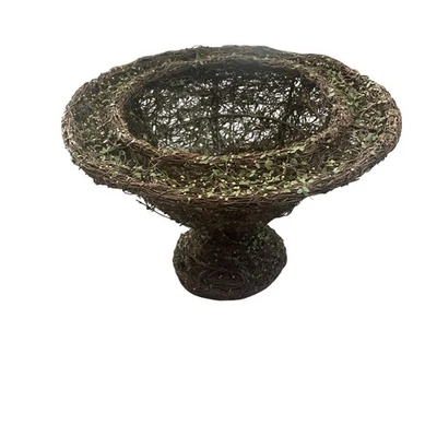 Suporte de planta pedastal de vime galho ninho de pássaros falsos exclusivo 6" de altura 10" de largura - Imagem 1 de 4