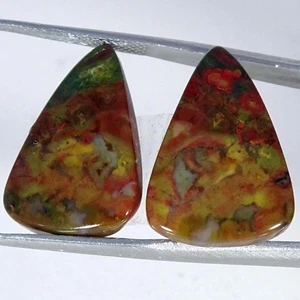 22.30Cts. 100% Natural Blood Stone Pair Pear Gemstone Cabochon 15X22X4MM - Picture 1 of 4