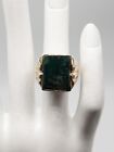 Vintage 1930S Deco 10Ct Natural Bloodstone 10K Yellow Gold Mens Ring Band