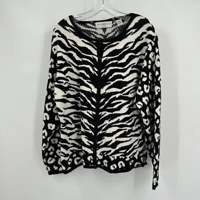 Marisa Christina Women Cardigan Sweater Size 2X Animal Print Zebra Leopard Artsy - Image 1 of 4