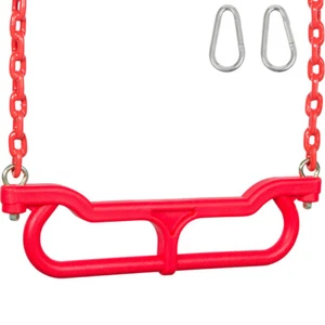 SWING SET STUFF COMBO TRAPEZ MIT 3,5 FT BESCHICHTETER KETTE ROT Stab Holzringe 0262 - Bild 1 von 2