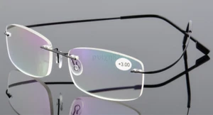 AU Mens Rimless Reading Glasses Metal Readers Rectangle +1.0 TO +4.0 - Picture 1 of 20