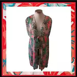 PRETTY ☆ BEIGE ☆ TROPICAL PRINT DUSTER 3x ☆ NWT - Picture 1 of 8
