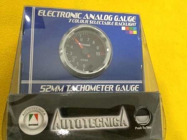 Autotecnica G8023G7 Tachometer 10000 RPM 4 6 8 Cyr 52mm 2" Black - Image 1 of 1