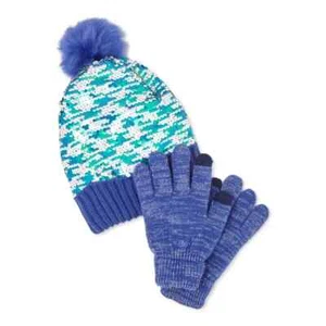 Wonder Nation Girls Sequin Change Hat and Tech Touch Gloves 2pc Set - Picture 1 of 6