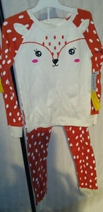 Cat & Jack Mädchen 2-teilig Größe 6 Traum Hirsch Langarm Baumwolle Pyjama Neu mit Etikett - Bild 1 von 6