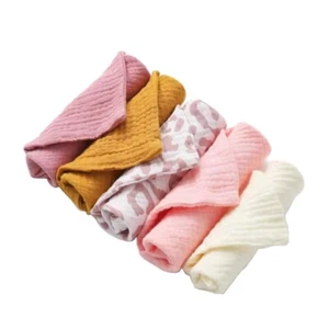 5 Pcs Baby Soft Cotton Square Towels Infant Wash Hand Face Wipes Washcloth Set - Picture 1 of 11