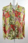 KIKIT Womens Jacket Sz XL Light Weight Colorful Floral Zip Font Made In USA
