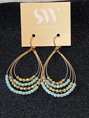 Pendientes lágrima AQUA GOLD cuentas por “Seasonal Whispers” NUEVO Foto 1 de 4