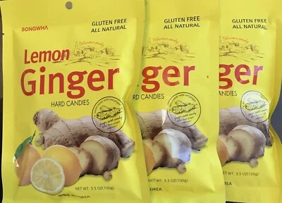 Lemon Ginger Hard Candy 100g X 3 bags Songwha Ginger Lemon Candy  - Image 1 of 3