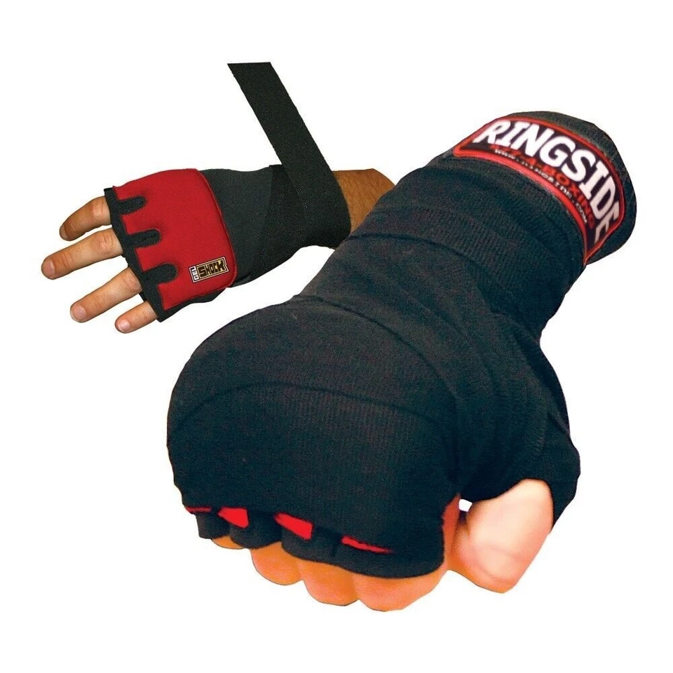 New Ringside Gel Boxing MMA Quick Hand Wraps - Red/Black - S/M or L/XL