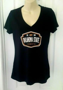 Oklahoma State Cowboys Womens T Shirt Size Large Soft Lightweight V Neck Black - Picture 1 of 2