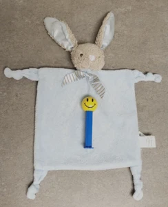 Dan Dee Collectors Choice Lovey Blue Bunny Coniglio Peluche Sonaglio Coperta Annodata - Foto 1 di 10