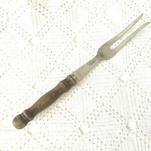 Fiesta Stainless Steel 2 Prong Meat Fork Vintage Wood Handle 11-1/2" Taiwan Used - Picture 1 of 7