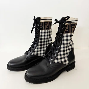 NEW Fendi Rockoko FF Leather Black Boots 39 - Picture 1 of 7