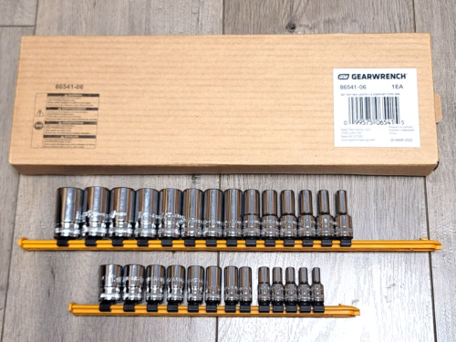 Gearwrench 27pc 1/4" & 3/8" dr 6 Point Mid Length Socket Sets, Metric #86541-06