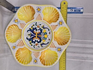 DERUTA PLACA ostra 11 pulgadas hecha en ITALIA azul y dorado Dipinto A Mano - Imagen 1 de 3