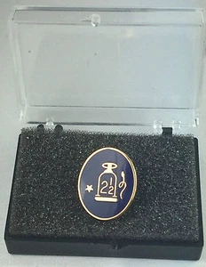 Orange Lodge 2 1/2 Blue Oval Enamel Lapel Pin Badge In Gift Box - Picture 1 of 2