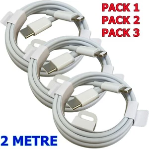 2M Genuine USB-C Fast Charger Lead for iPhone 7 8 X XS SE XR 11 12 13 14 Pro Max - Picture 1 of 14