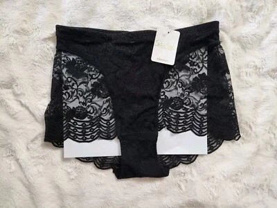 NEW Rene Rofe Sexy Black Stretch Lace Cheeky Lingerie Panties Hi Waist Size 6 - Image 1 of 4