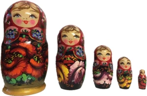 Matrioska da 5 pezzi (18 cm) dipinto a mano Матрешка 5 мест 18,50см. - Imagen 1 de 1