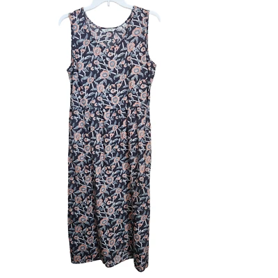Orvis Women's Small Floral Linen Cotton Tank Dress Sleeveless Maxi Pockets Midi - Image 1 of 4