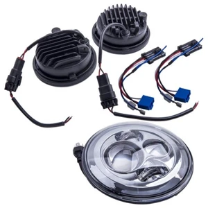 Silver 7" Motorcycle LED round Headlight Passing Lights 4.5" round 10-30V DC - Picture 1 of 12
