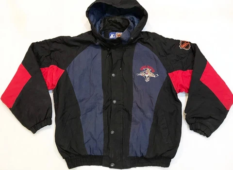 Vintage Starter NHL Florida Panthers Full Zip Hoodie Puffer Jacket XL Sewn Cover