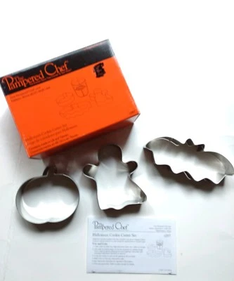 Juego de cortadores de galletas de Halloween de chef mimado calabaza fantasma murciélago con recetas #1097  Foto 1 de 4