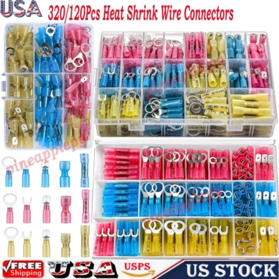 320/120Pcs Heat Shrink Wire Connectors Marine Automotive Waterproof Terminals - Image 1 of 4
