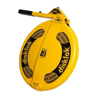 DISKLOK Gold Edition MEDIUM 39-41.5cm Yellow Steering Wheel Anti Theft Lock