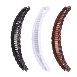 Large Banana Hair Clip Tort Twisted Long Fish Clip Comb Grip UK Seller - Picture 1 of 16