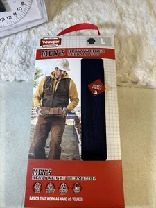 Wrangler Thermal Top Mens L Navy Heavy Weight Moisture Wicking Waffle Zip Pocket - Picture 1 of 3