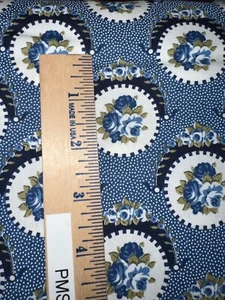 MODA Grand Haven Roses Floral 100% med cotton fabric by the yard 14981 18 BLUE - Picture 1 of 6