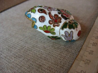 Antique Small Bronze Frog, China or Japan Cloisonne Enamel ,wealth symbol  - Image 1 of 4