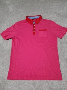 Louis Castel Shirt Mens Size Large 105 Pink Striped Polo Golf Short Sleeve - Picture 1 of 7