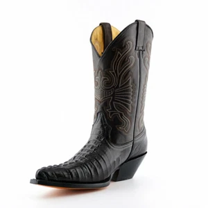 Stivali da cowboy western Grinders Carolina CROC marroni in pelle marrone pelle - Foto 1 di 8