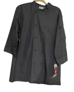 Chef Works Culinary Shirt Gray Poly/Cotton  With 3/4 Sleeve Size L Button Up New - Picture 1 of 9
