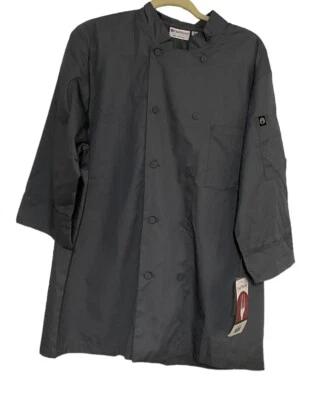 Chef Works Culinary Shirt Gray Poly/Cotton  With 3/4 Sleeve Size L Button Up New - Image 1 of 4